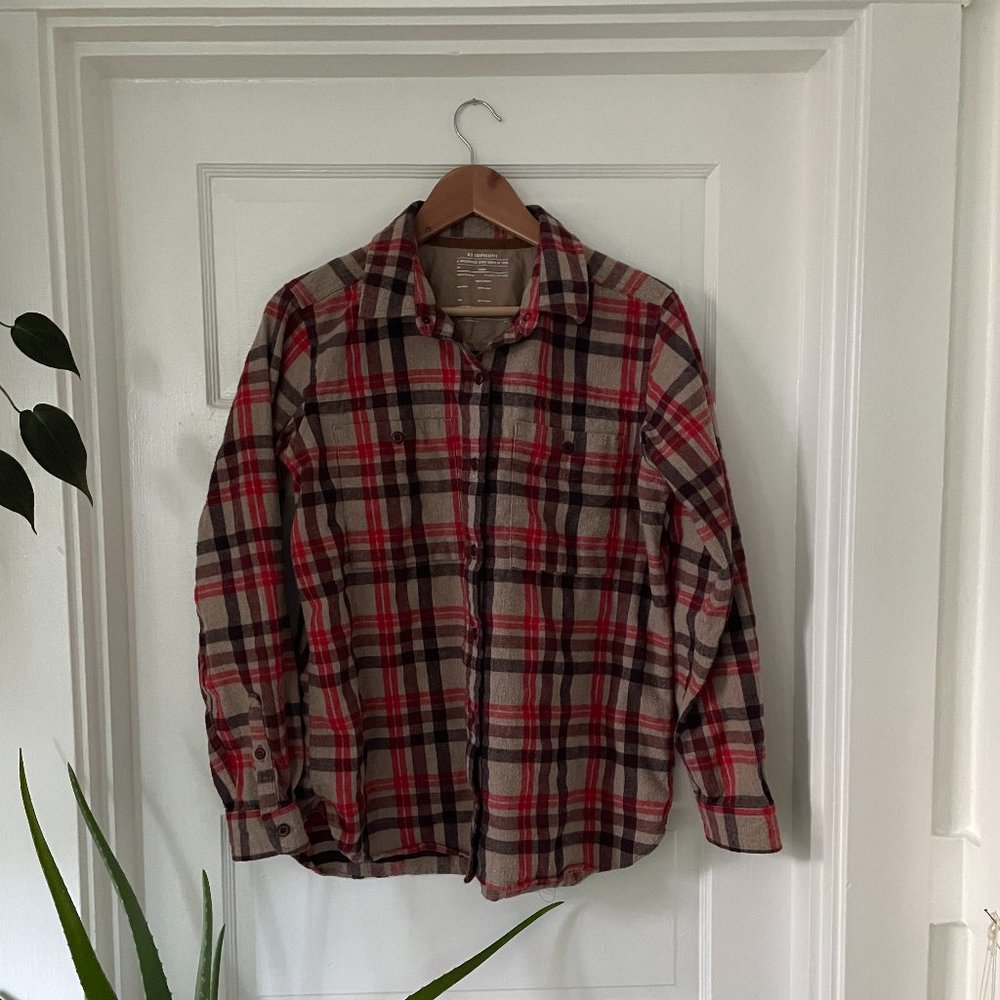 Plaid Button Down Shirt - Red and Brown